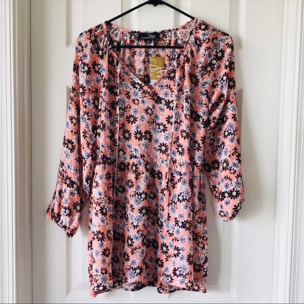 Pink floral blouse